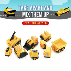 Popular Playthings magnetic vehicles loader piece builds a mini construction crew