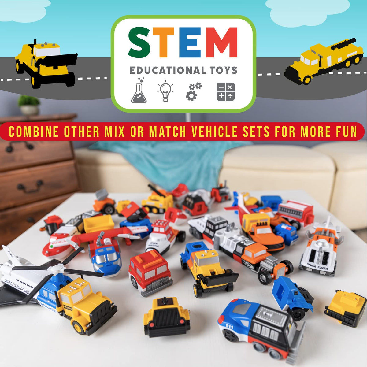 Mix and match Popular Playthings magnetic vehicles create endless combinations