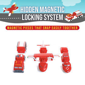 Popular Playthings magnetic vehicles mix-and-match set enabling endless storytelling possibilities.