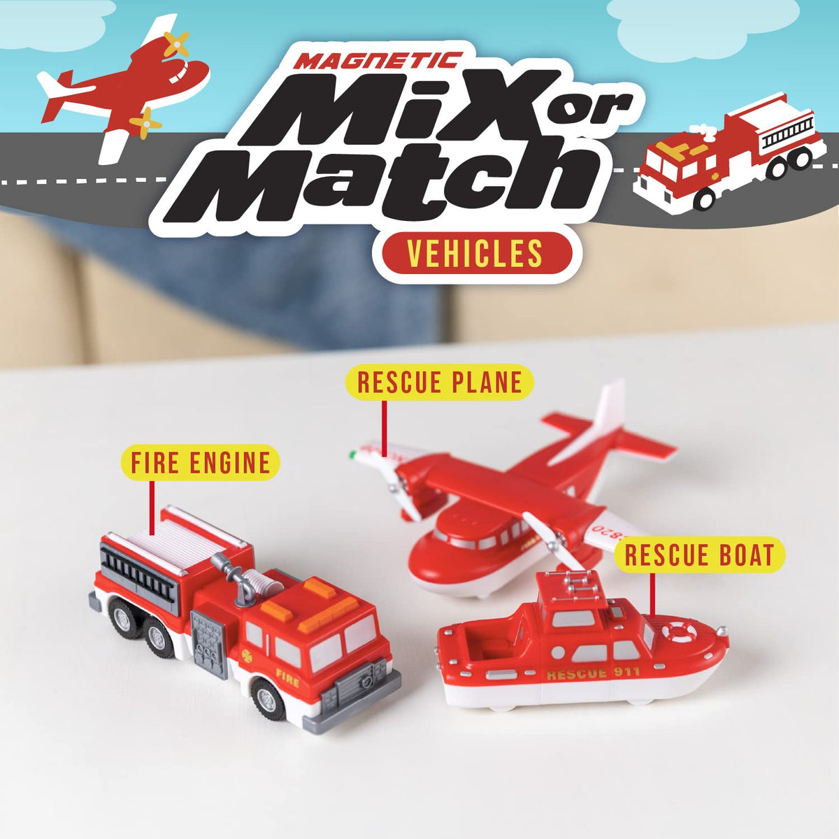 Popular Playthings magnetic police car with quick magnets for easy on-the-go play.