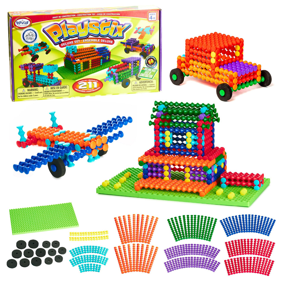Popular Playthings Playstix color coded pieces for easy STEM building and imaginative play