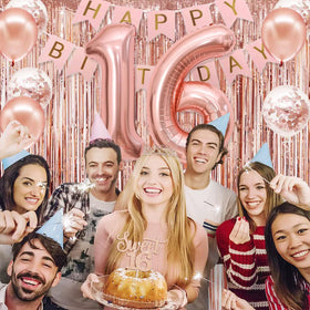 PopularLdo rose gold birthday banner for refined decor