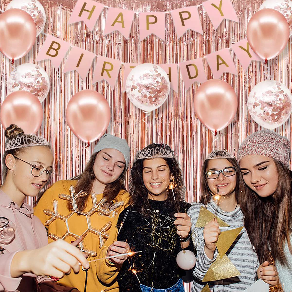 PopularLdo metallic rose gold balloons set enhances festive ambiance