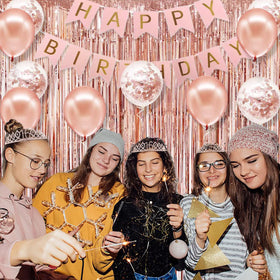 PopularLdo metallic rose gold balloons set enhances festive ambiance