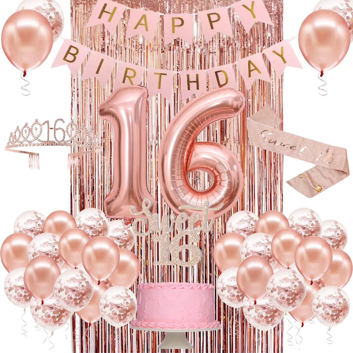 PopularLdo Sweet 16 sash in rose gold for a polished party look