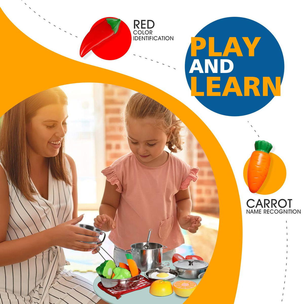 POPUTOY chef apron and potholders for realistic dressing up