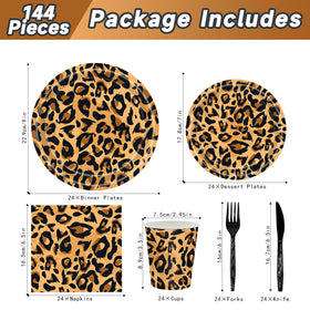 Poqirzan leopard dessert plates 7-inch provide chic party accents.