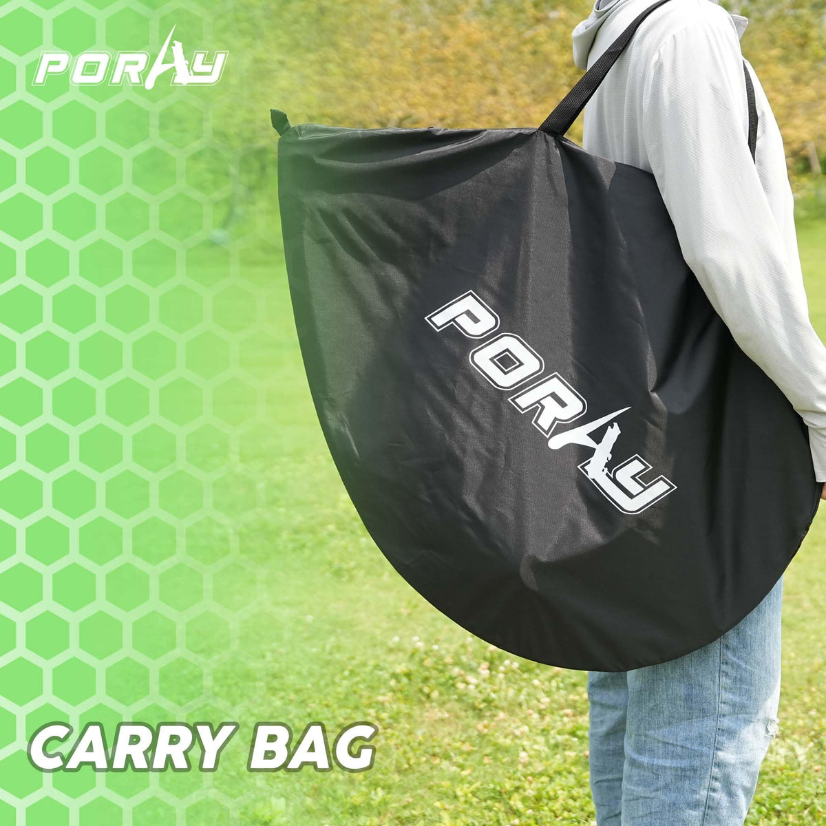 Porayhut 6mm fiberglass frame folds for easy storage.