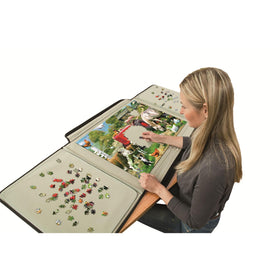 Portapuzzle lining holds pieces in place for easy sorting