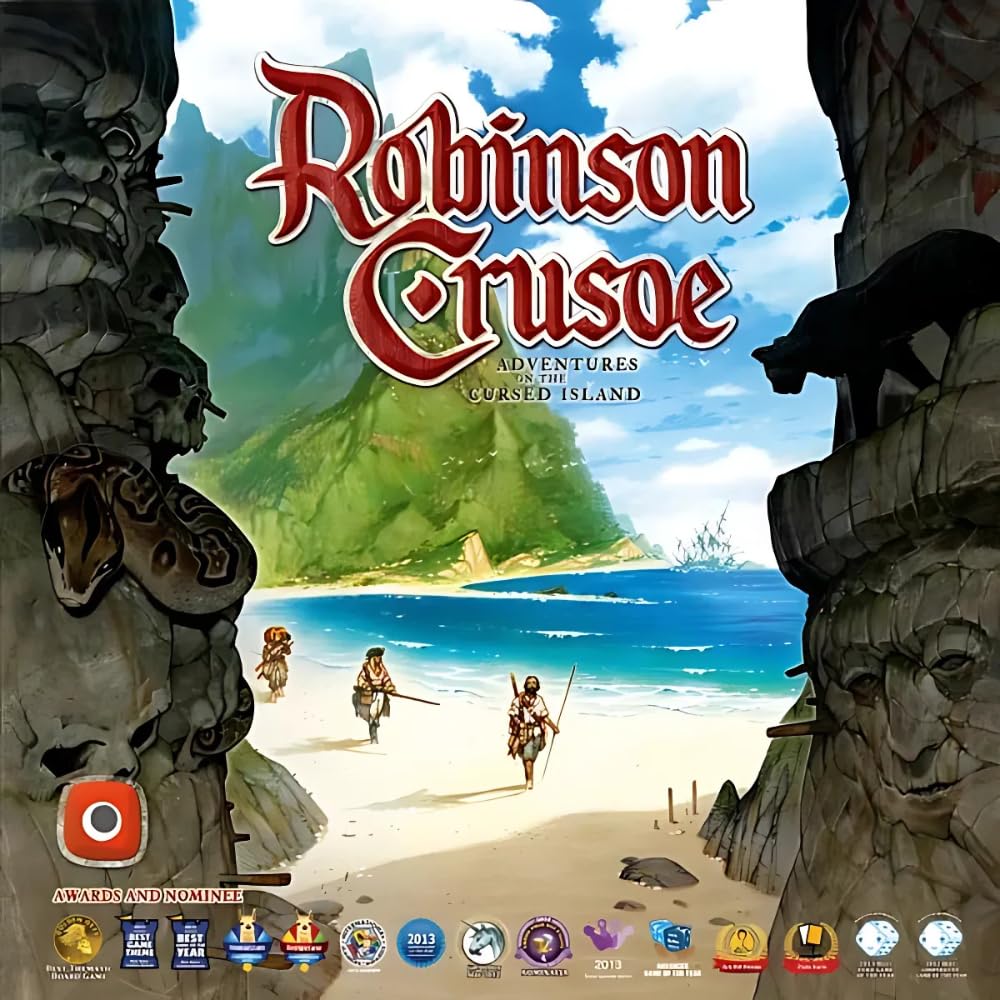 Portal Games Robinson Crusoe: custom wooden resource pieces enhance tactile gameplay.