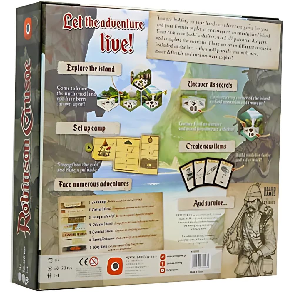 Portal Games Robinson Crusoe: thick cardboard character boards for durable sessions.