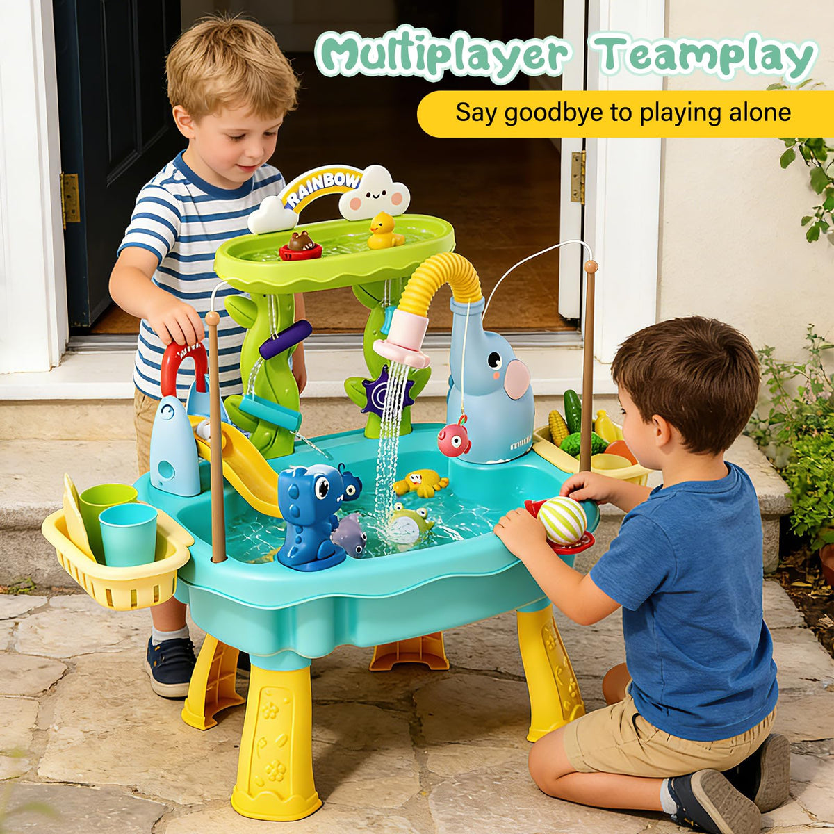 Poruary kids play sink activity setup for versatile, engaging learning scenarios.
