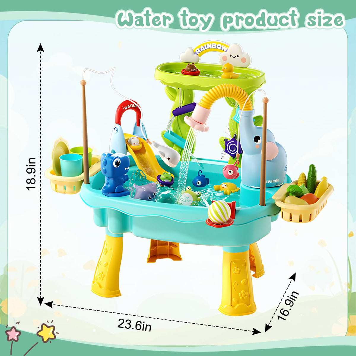 Poruary toddler table with vegetable and dish accessories for imaginative kitchen play.