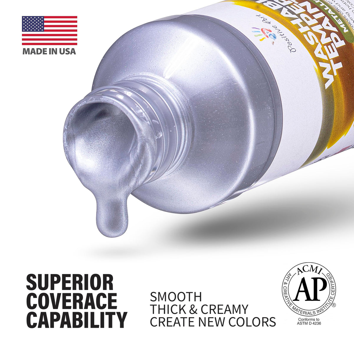 Positive Art bronze shimmer tempera bottle highlights borders with metallic glow