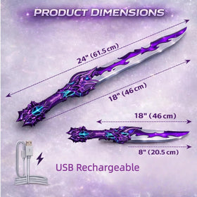 PotBrti light-up sword with 7 color modes for day and night scenes.