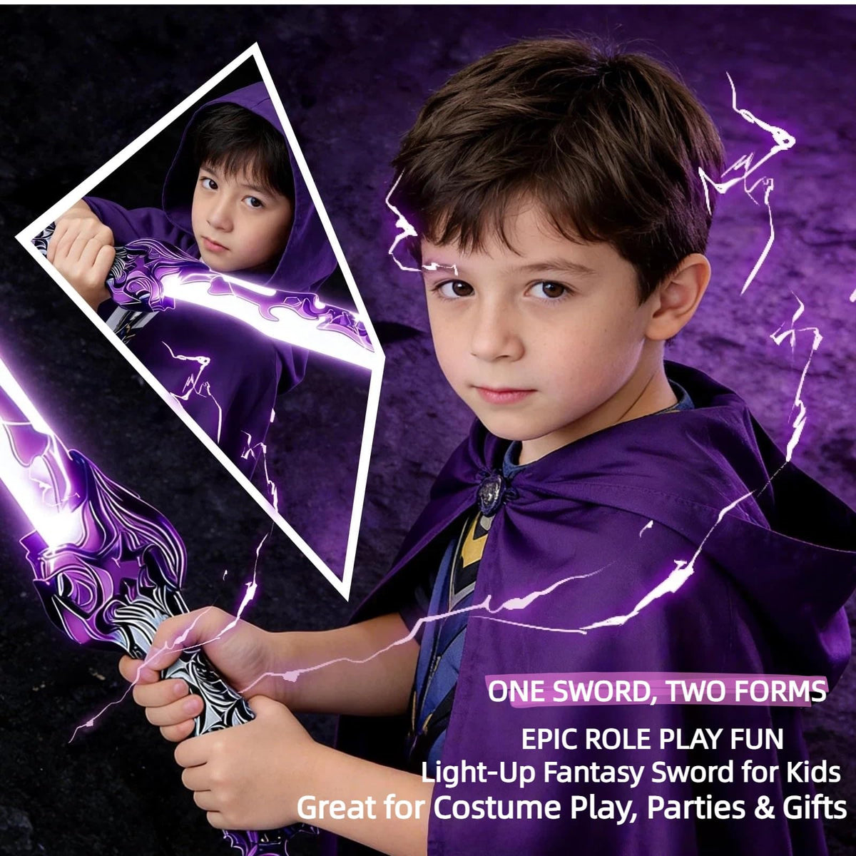 PotBrti light-up sword motion-activated responses enhance action scenes.