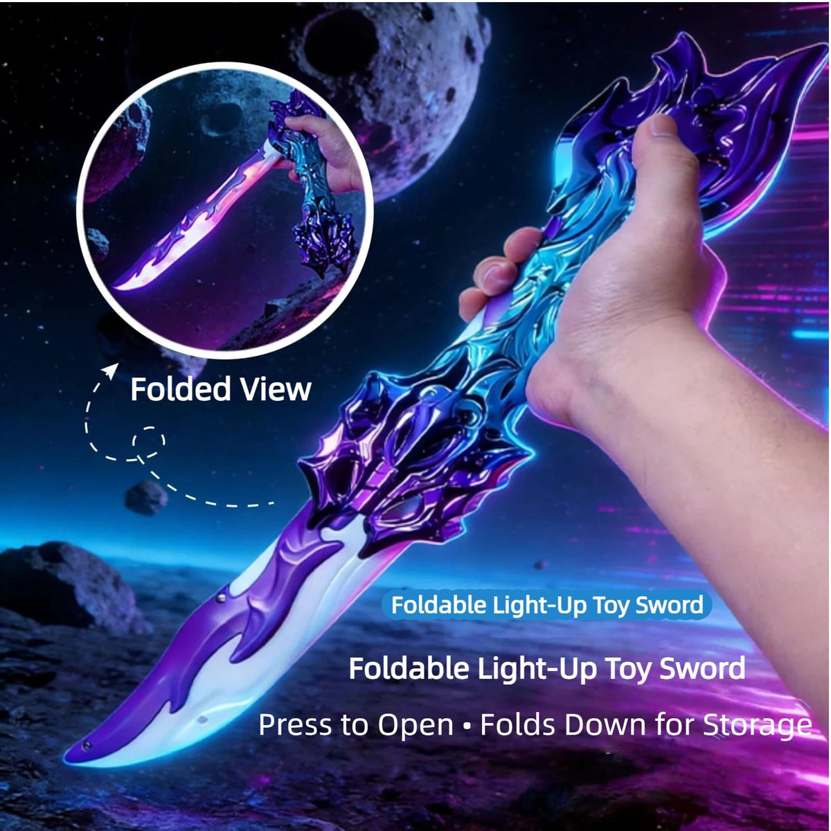 PotBrti light-up sword in play form ready for dress-up adventures.