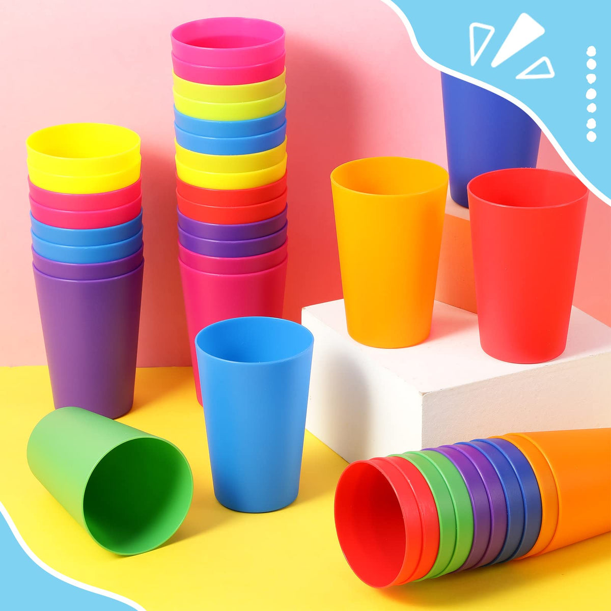 Potchen multicolor drinking cups ideal for parties, picnics, and classroom use.