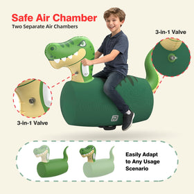 POVRYE saddle-style seat and front handlebars for secure bouncing.