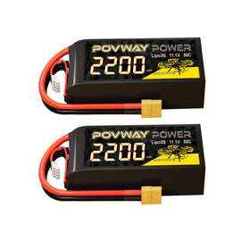 POVWAY 3S Lipo battery with XT60 plug, lightweight for FPV drones.