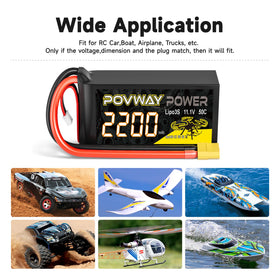 POVWAY two-pack with 50C discharge for demanding RC duty.
