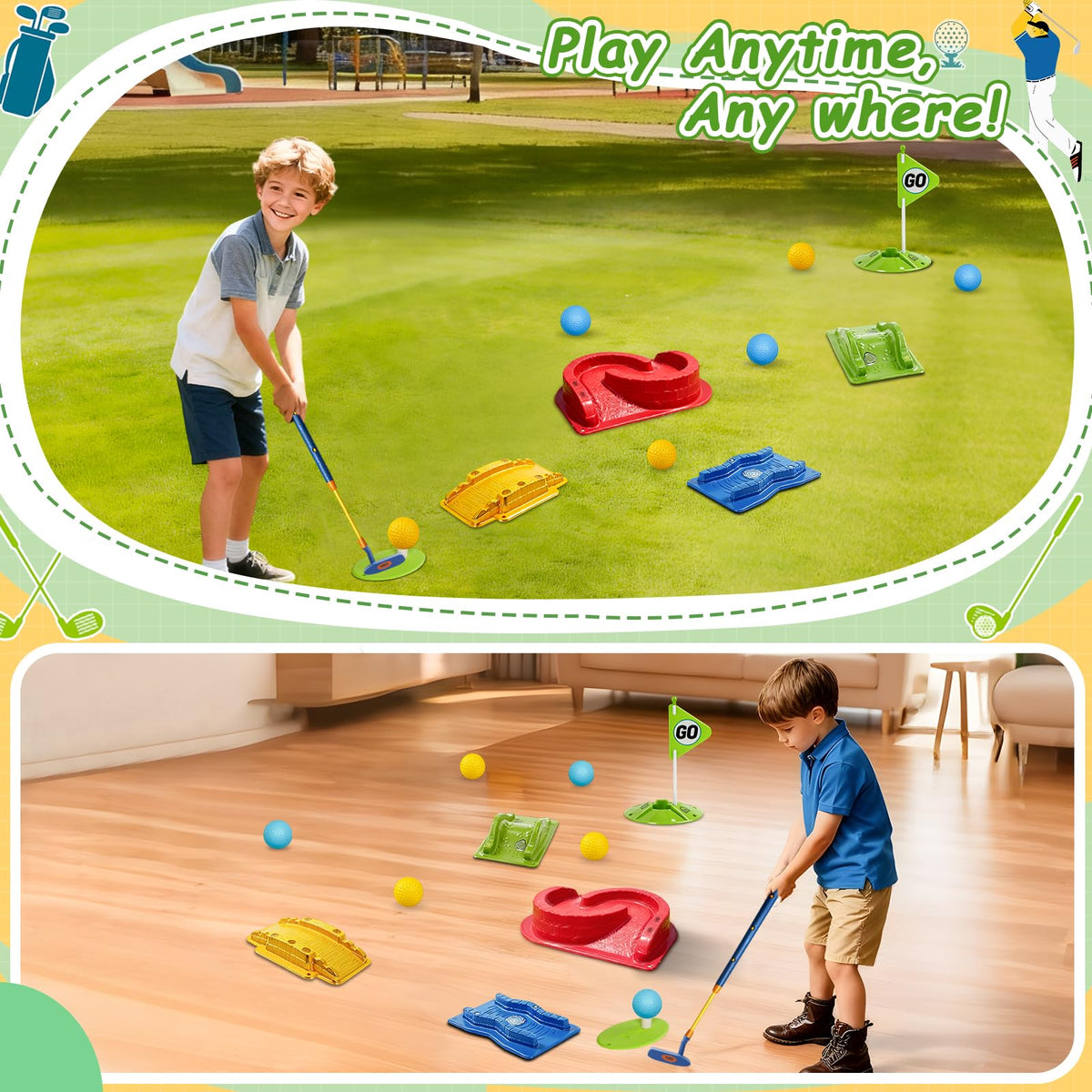 POWCAVA Kids Golf Set golf balls encourage playful, repeated swings