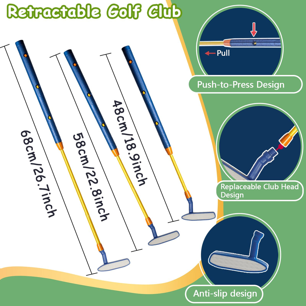 POWCAVA Kids Golf Set launch pads aid progressive chipping and putting