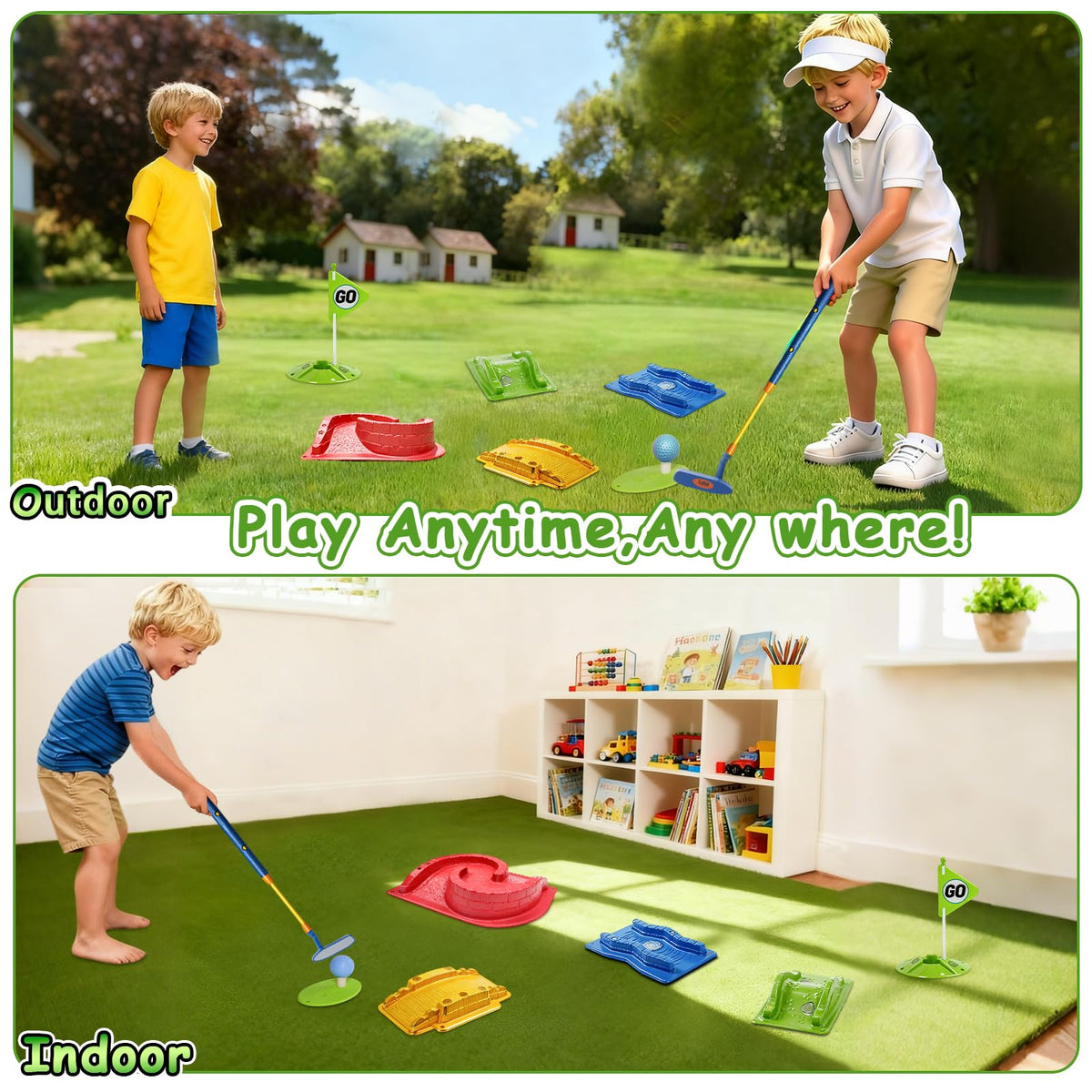 POWCAVA Kids Golf Set training aids improve accuracy and rhythm during practice