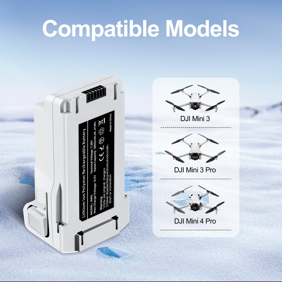 PoweLyt Mini 3 Pro battery side view with built in protections for safe operation.