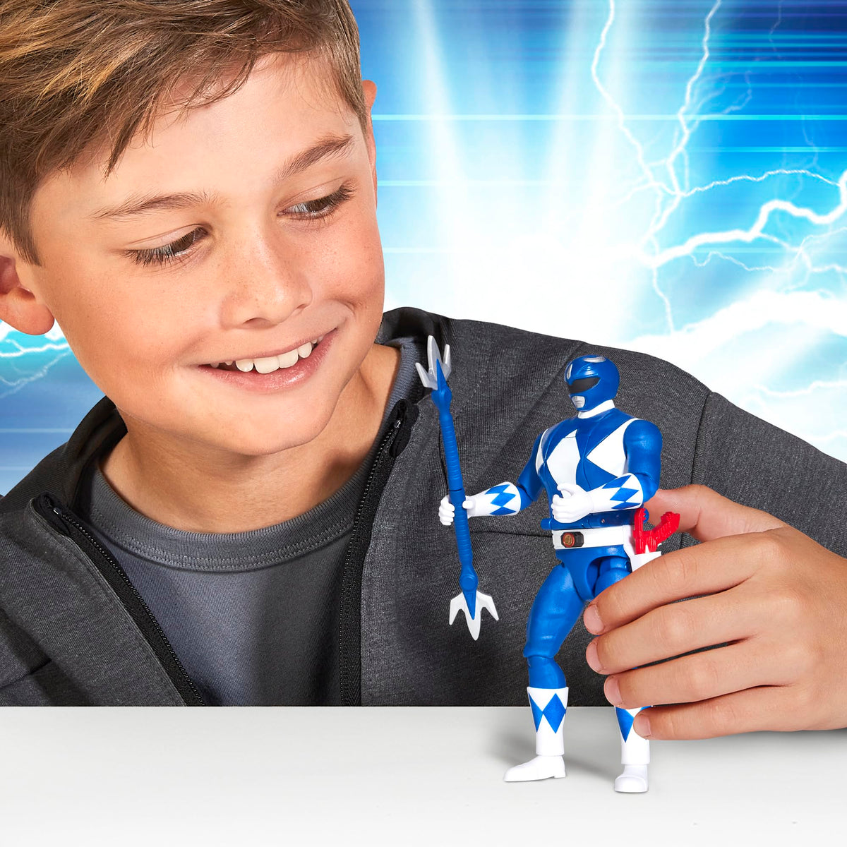 Blue Ranger with Power Lance and Blade Blaster for imaginative battles.