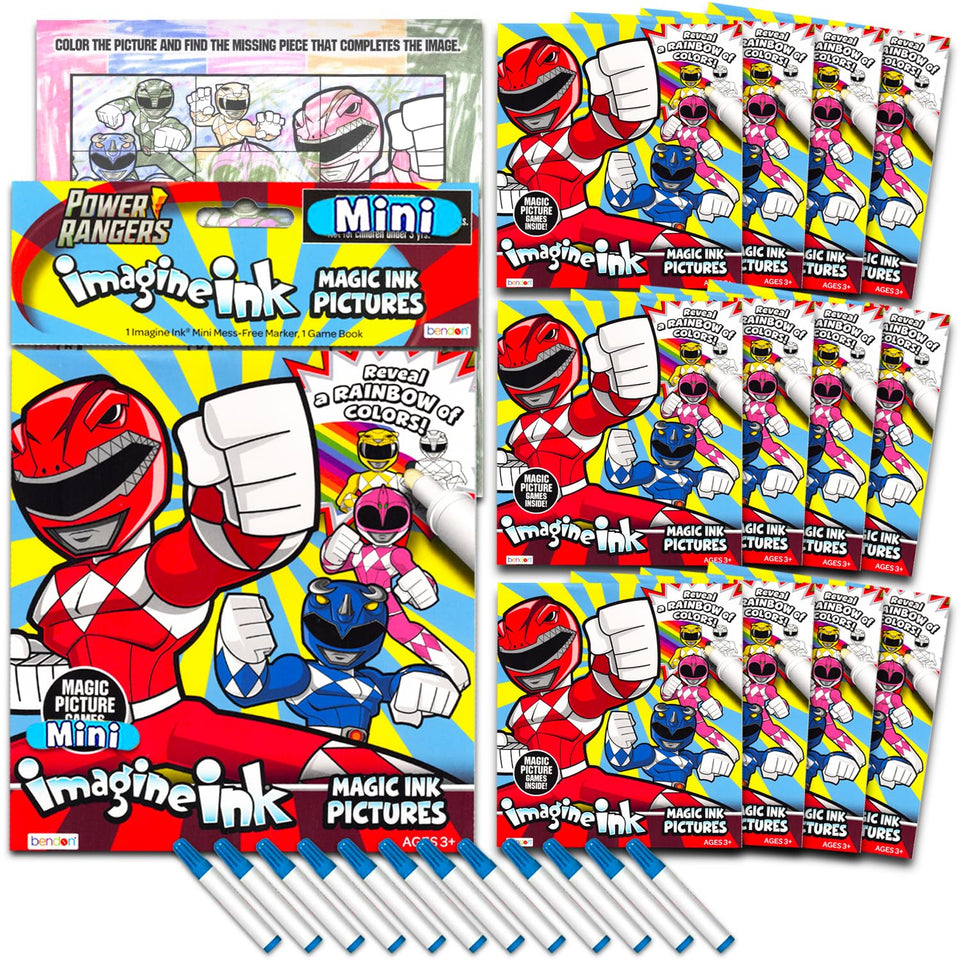 Power Rangers coloring book pages with no-mess ink reveal vibrant colors.
