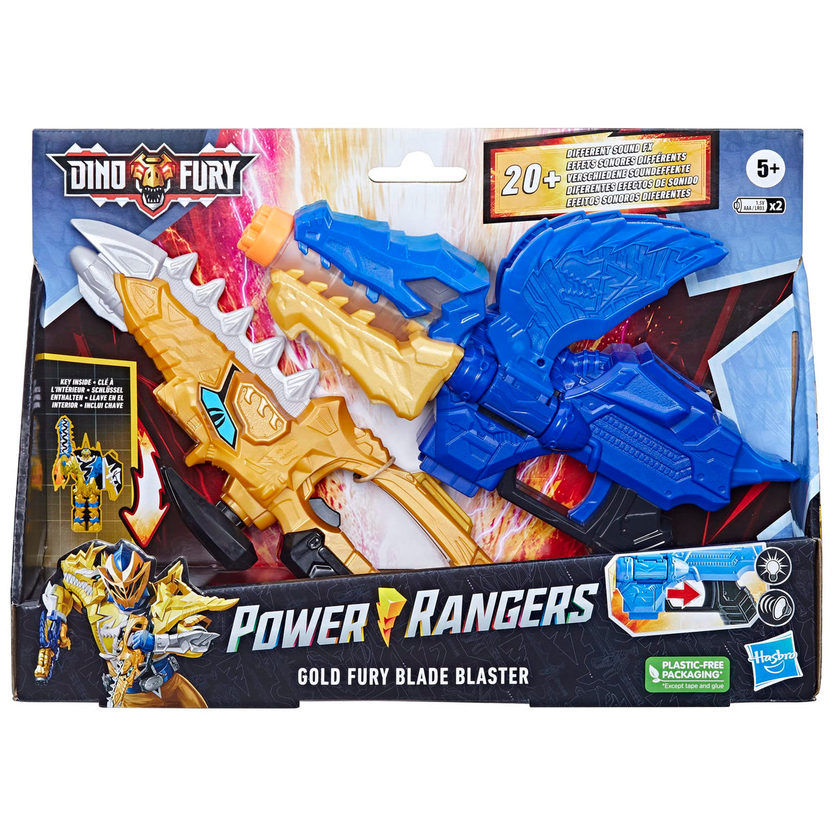 Power Rangers Gold Fury Blade-Blaster combo in one box for versatile play.