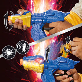 Power Rangers Gold Fury Blaster lights and sounds enhance pretend battles.