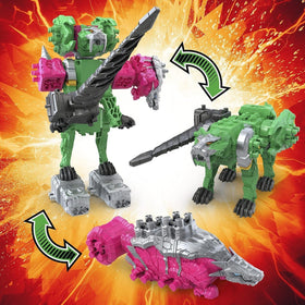 Dino Fury Megazord assembly with five Zords for big battles
