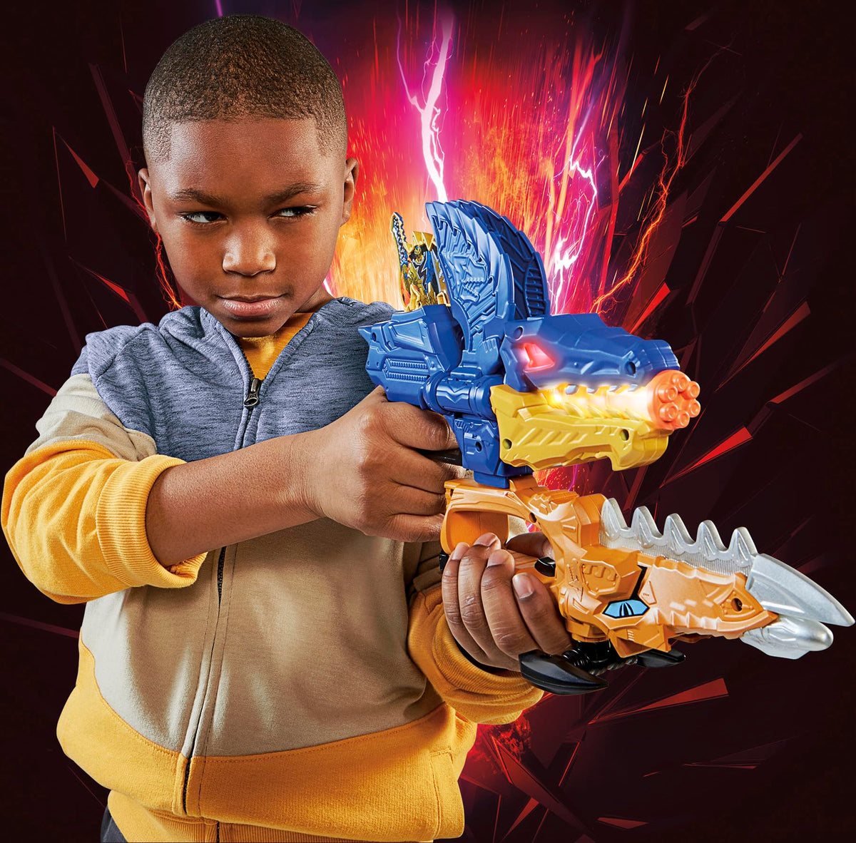 Power Rangers Dino Fury toy set encourages cooperative play with friends.