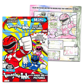 Power Rangers magic ink marker shown with the coloring books for color reveal.