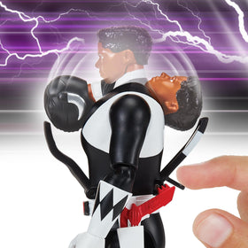 Power Rangers Black Ranger figure close-up highlights durable plastic and signature color.