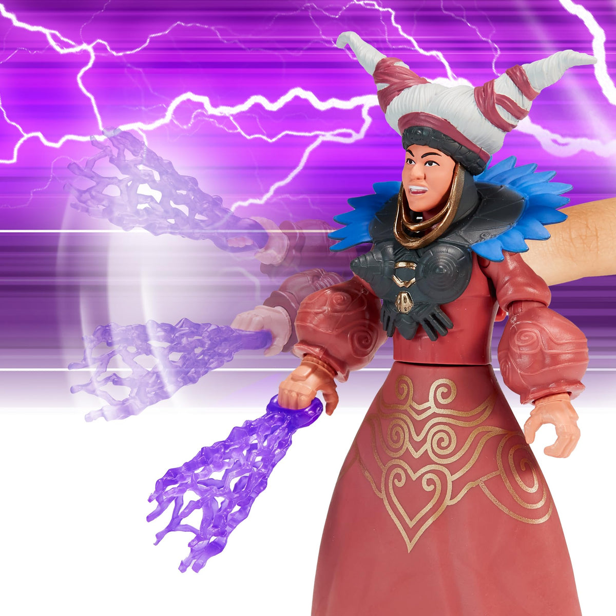 Power Rangers Rita Repulsa close-up figure emphasizes wand and spell details.