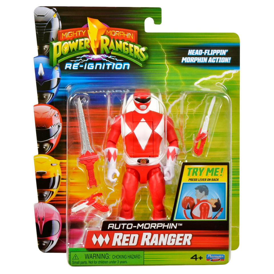 Power Rangers Red Ranger action figure close-up showing detailed sculpt and vibrant colors for display.