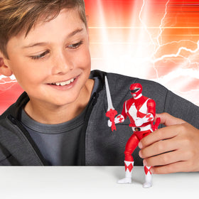 Power Rangers Red Ranger action figure in a dramatic dynamic pose for shelf display.
