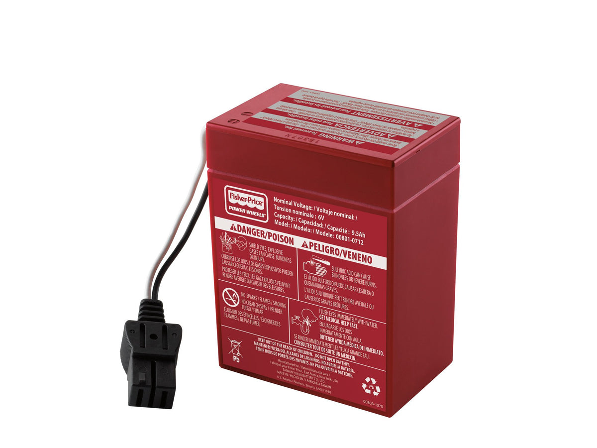Power Wheels 6V battery replacement powering ride-on cars with a reliable charge.