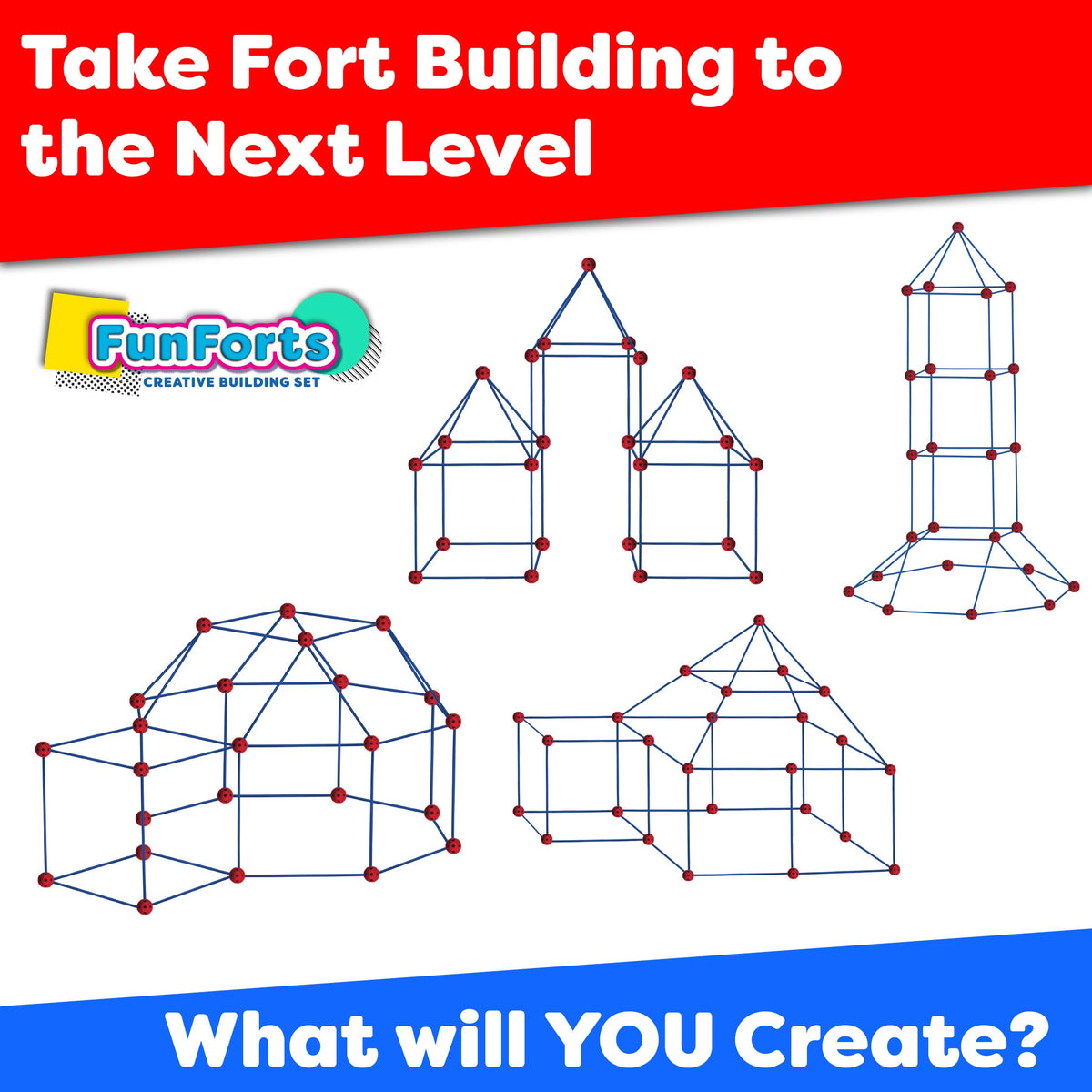 Family fort-building session using Power Your Fun Fun Forts indoors