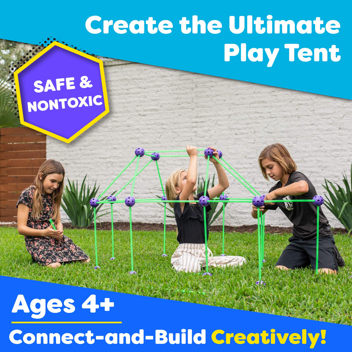 Indoor and outdoor fort build with Power Your Fun Fun Forts kit.
