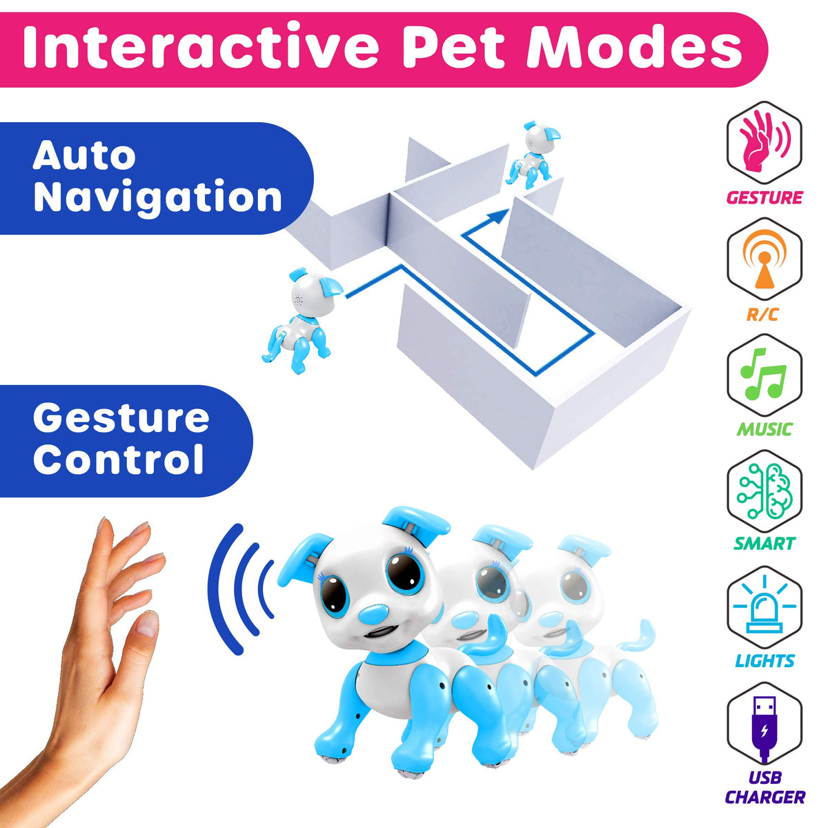 Power Your Fun Robo Pets blue dog dancing to the beat for kids