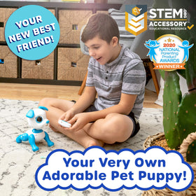 Power Your Fun Robo Pets blue dog using gesture mode for hands-free control