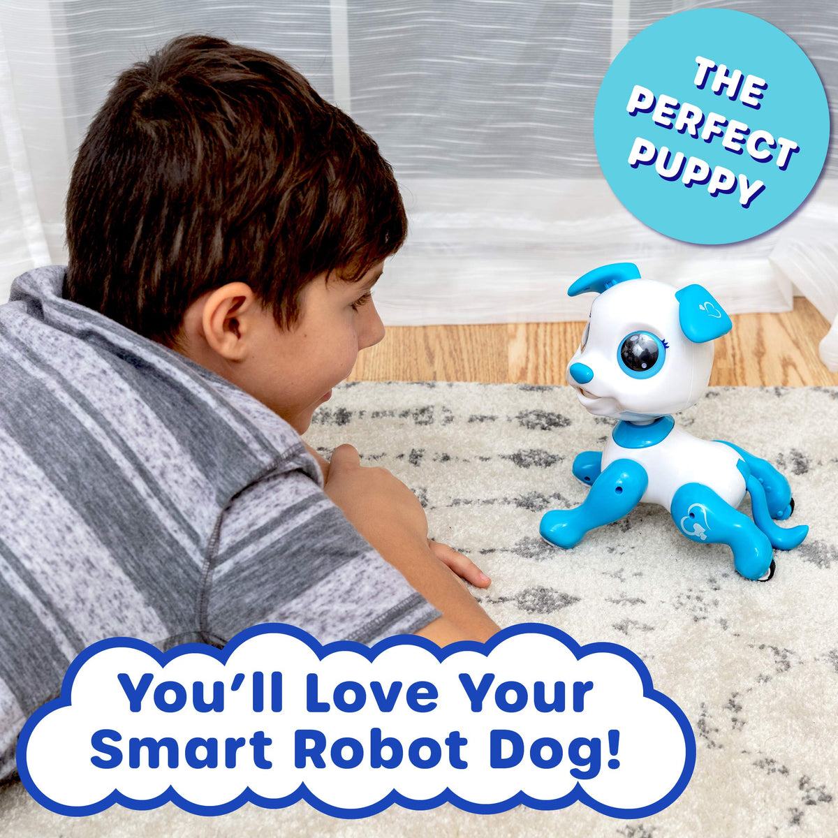 Power Your Fun Robo Pets blue dog with program treats enabling sequencing of moves