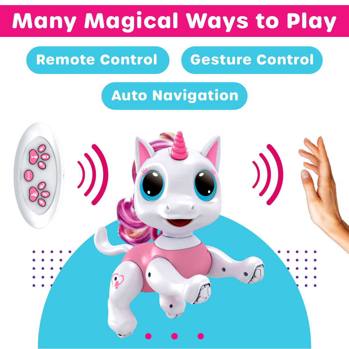 Power Your Fun Robo Pets Unicorn gesture mode for hands-free play and learning