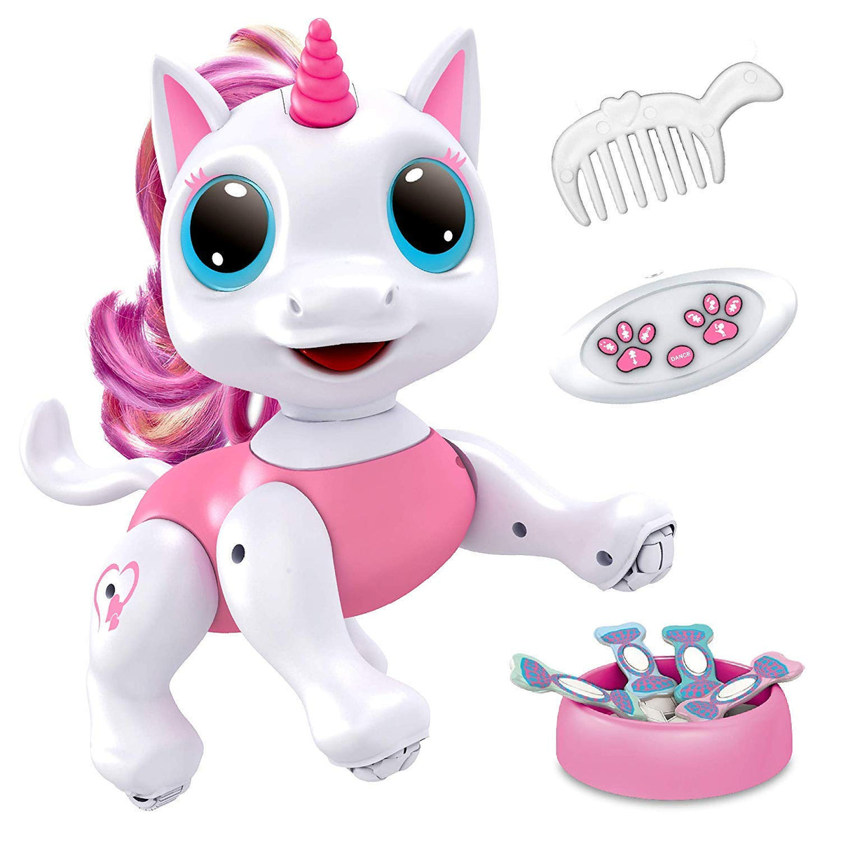 Power Your Fun Robo Pets Unicorn pink-dance mode shows lively movement for active play.