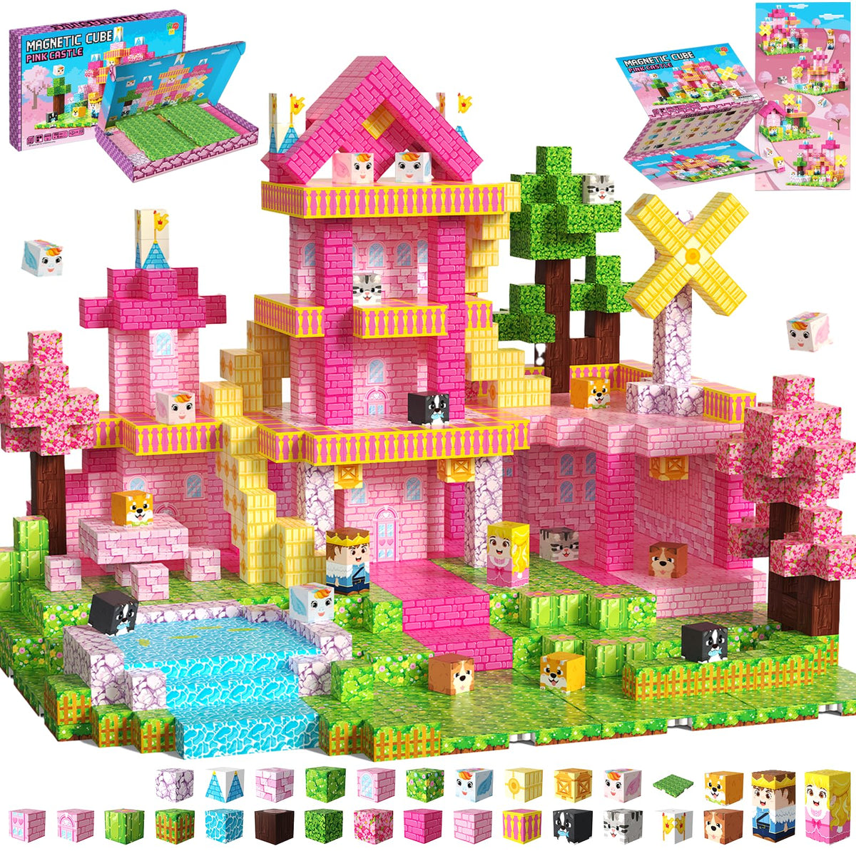Powerful Xishan 150 Pcs Magnetic Blocks with pink princess castle design spark imaginative play.