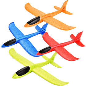 PowerTRC 4 pack large 17.5 inch foam airplanes ready for outdoor play and group fun.